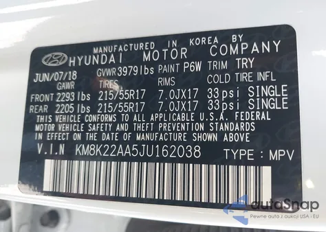 2018 Hyundai Kona Sel from USA, damaged, VIN KM8K22AA5JU162038